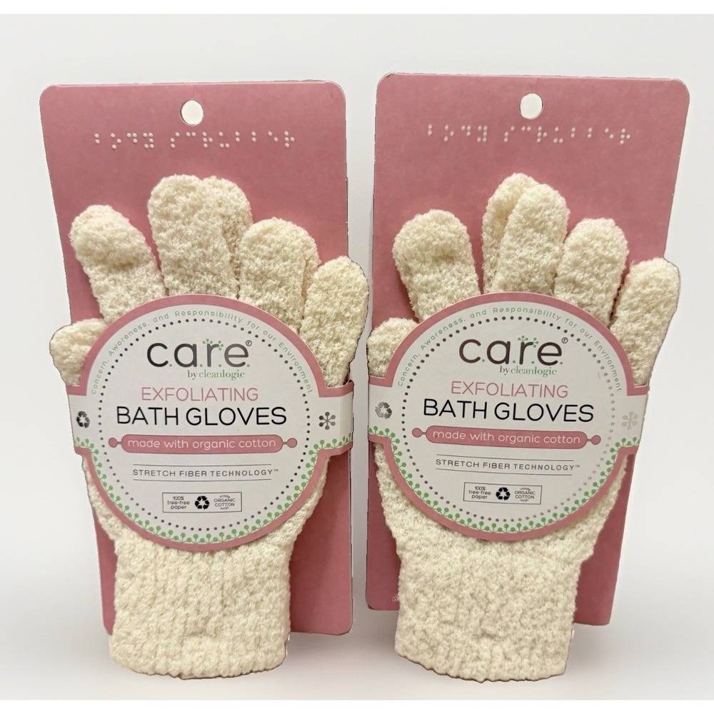 Exfoliating Gloves Body Scrub 2 Pack Shower Spa Exfoliator Organic Clean Logic